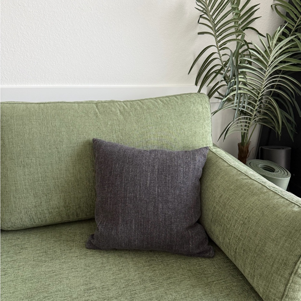 Gray Pillow cover and CB2 down alternative pillow insert 18x18
